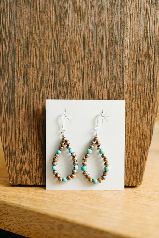 Copper Teardrop with Turquoise Earrings