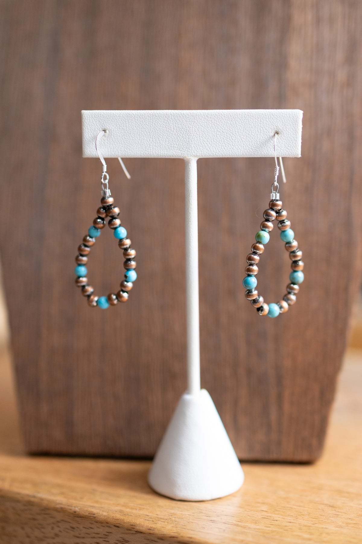 Copper Teardrop with Turquoise Earrings