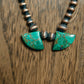 Copper Necklace with Green Malachite Fan