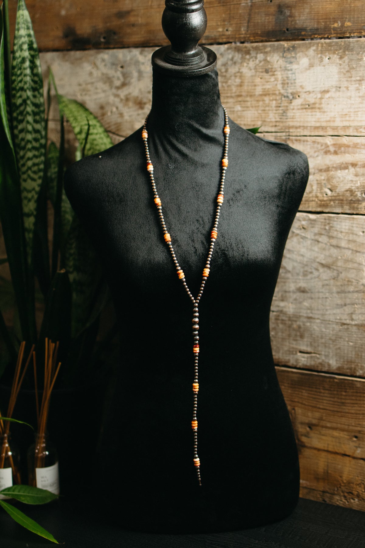 Copper Lariat Necklace with Spiny Oyster