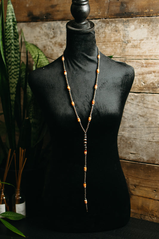 Copper Lariat Necklace with Spiny Oyster