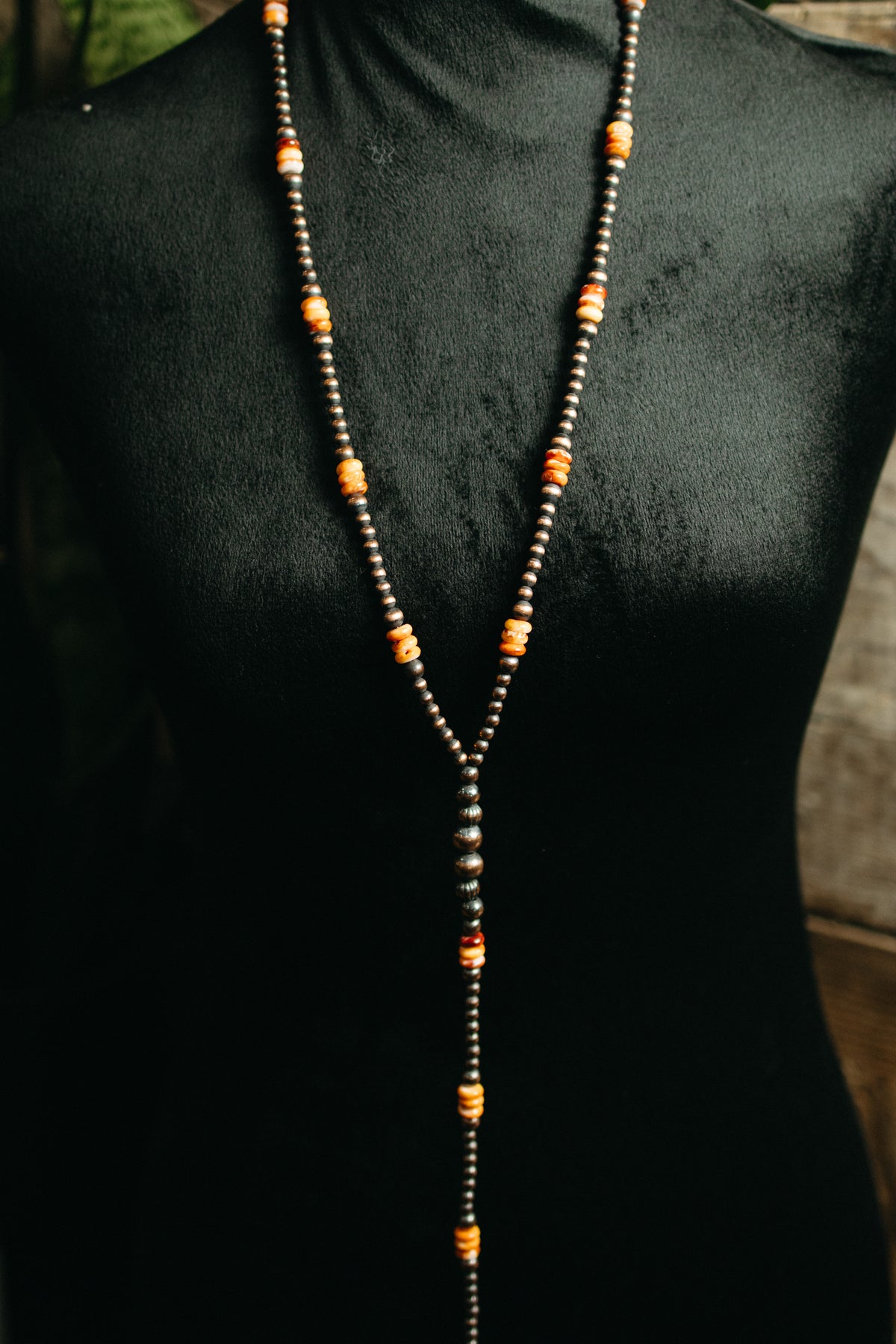 Copper Lariat Necklace with Spiny Oyster