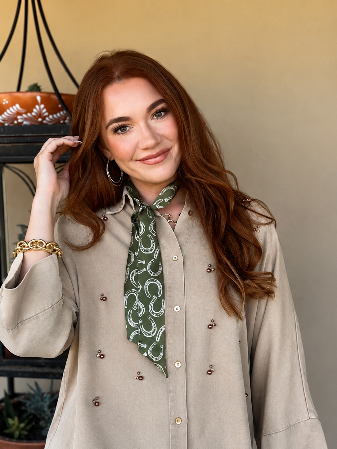 Olive Green Horseshoe Twilly