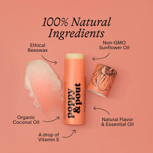 Poppy & Pout Lip Balm Pink Grapefruit