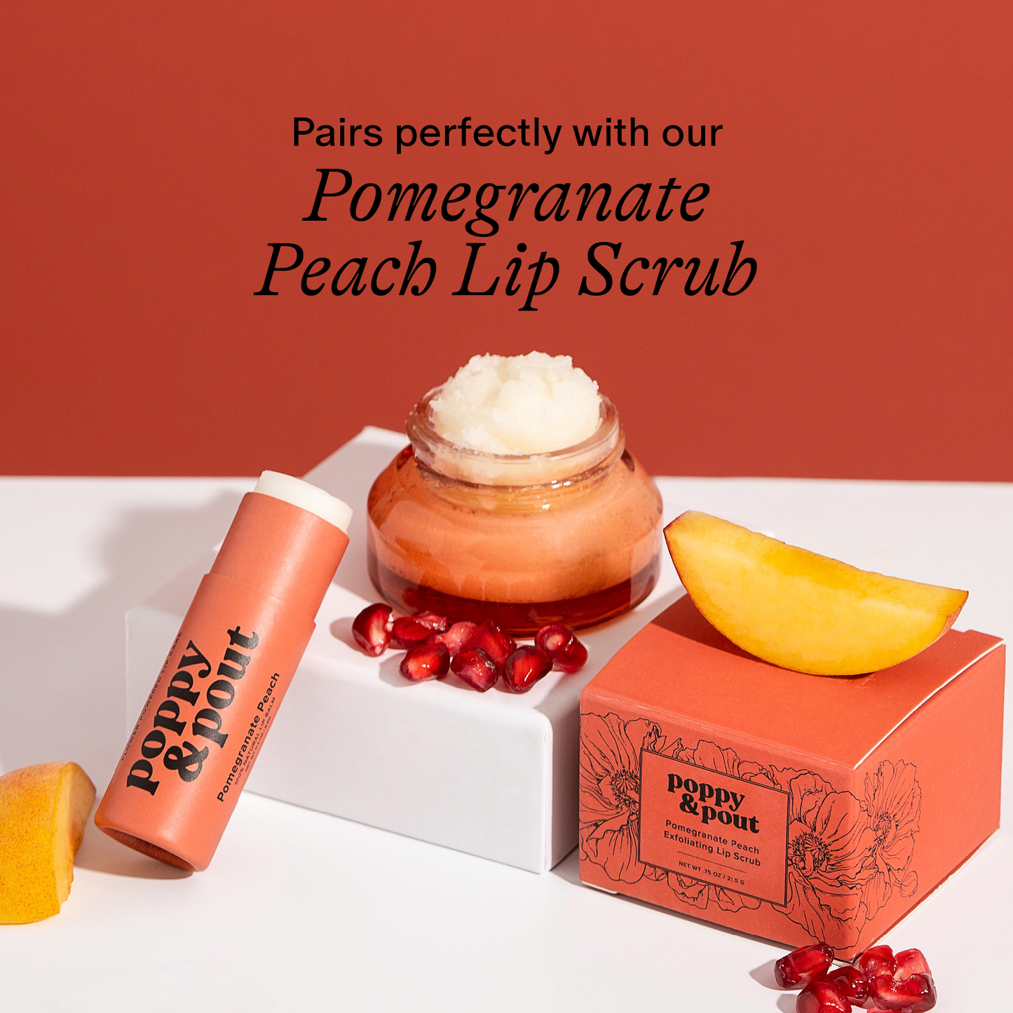 Poppy & Pout Lip Balm Pomegranate Peach