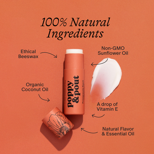 Poppy & Pout Lip Balm Pomegranate Peach