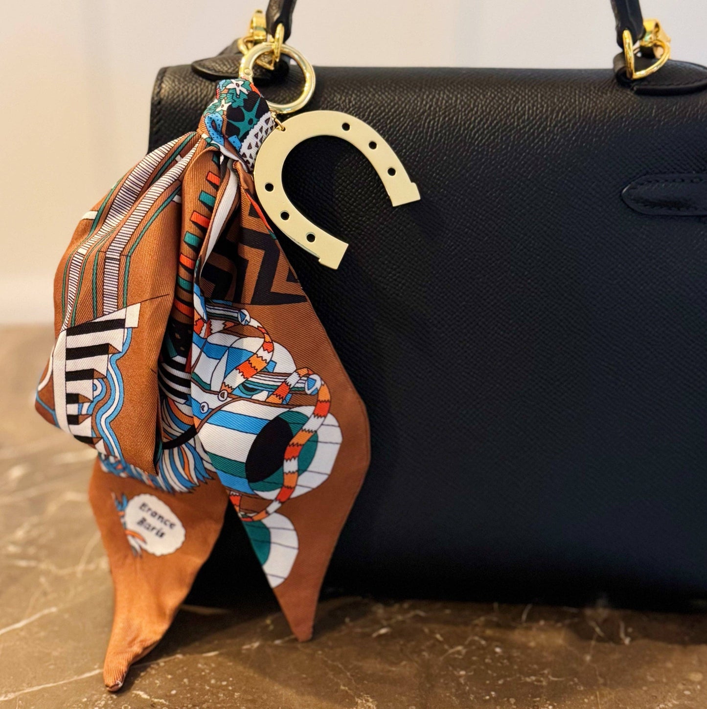 Golden Charm Luxe Print Scarf Bag Charm