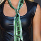 Sage Green Silk Twilly Scarf with Black Hereford Cow