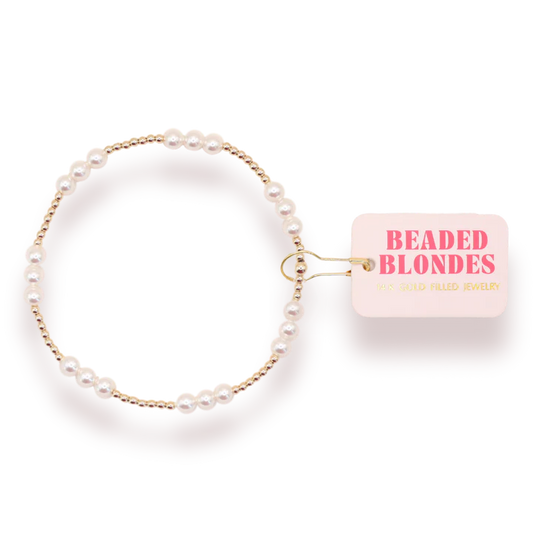 Beaded Blondes Kids ILY Pearl Bracelet